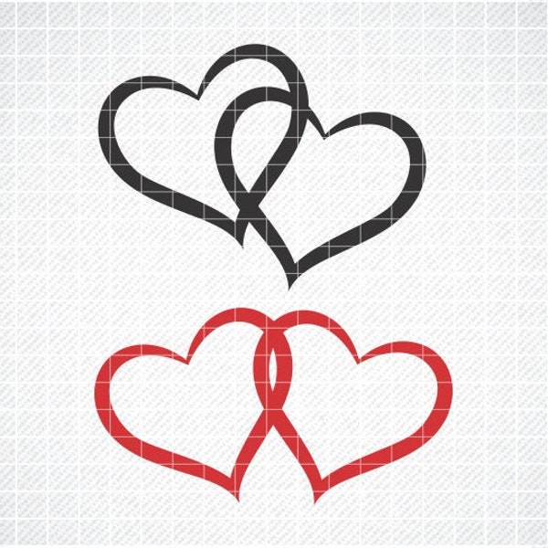 LOVE SVG, Linked Hearts SVG, 2 Hearts Svg, Love Hearts svg, Valentines day Clipart, Valentine Hearts, Love Valentines day svg