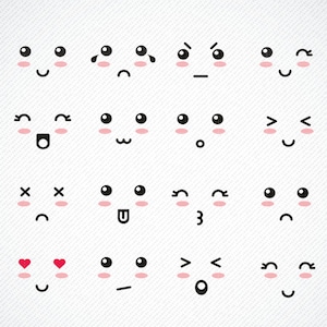 Pliki do cięcia Kawaii faces svg, pliki do cięcia svg z kreskówkową, uroczą twarzą dxf, pliki wektorowe svg z uroczymi twarzami kawaii, pliki svg twarzy cricut - sylwetka