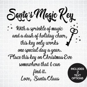 Santa's Magic Key SVG, kerstmis SVG, vakantie SVG, png, eps, dxf, Cricut, bestanden knippen, silhouetbestanden, downloaden, afdrukken
