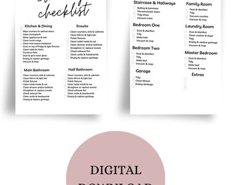 Editable Cleaning Checklist Template: Printable Home Cleaning List (Digital Download)