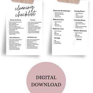 Cleaning Checklist | Print on Demand | Digital Download | Digital Cleaning Checklist