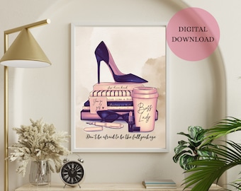 Boss Lady Office Decor Print: High Heel & Coffee (Digital Download)