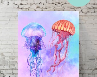 Colorful Jellyfish Wall Art Print (Digital Download)