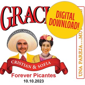 Etiquetas personalizadas para salsa picante con la foto de tu pareja / Archivo digital personalizado para crear pegatinas y etiquetas para bodas y despedidas de soltera