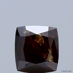1.77 Carat Natural Fancy Dark Orangy Brown color Diamond ,Cushion Modified Brilliant Cut Diamond , i3 Clarity , For jewellery