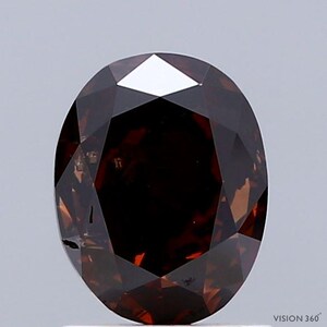 2.15 Carat Natural Fancy Dark Orangy Brown color Diamond ,Oval Modified Brilliant Cut Diamond , i3 Clarity , For jewellery