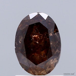 1.55 Carat Natural Fancy Dark Orangy Brown color Diamond ,Oval Modified Brilliant Cut Diamond , i3 Clarity , For jewellery