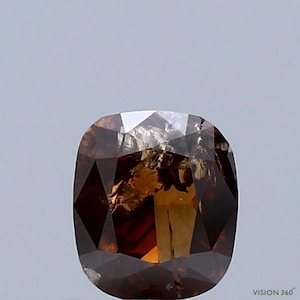 1.35 Carat Natural Fancy Dark Orangy Brown color Diamond ,Cushion Modified Brilliant Cut Diamond , i3 Clarity , For jewellery