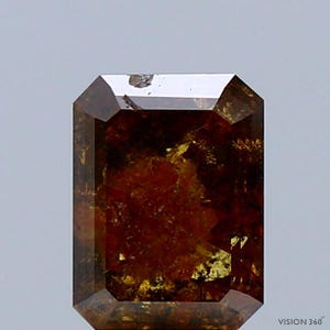1.63 Carat Natural Fancy Dark Orangy Brown color Diamond ,Radiant Modified Brilliant Cut Diamond , i3 Clarity , For jewellery