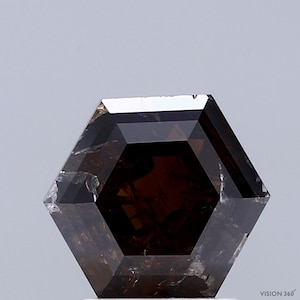 2.83 Carat Natural Fancy Dark Orangy Brown color Diamond ,Hexagon Modified Brilliant Cut Diamond , i3 Clarity , For jewellery
