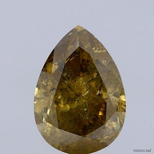 1.62 Carat Natural Fancy Brownish greenish yellow color Diamond ,Pear Modified Brilliant Cut Diamond , i2 Clarity , For jewellery