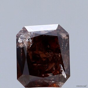 3.01 Carat Natural Fancy Dark Orangy Brown color Diamond ,Radiant Modified Brilliant Cut Diamond , i3 Clarity , For jewellery