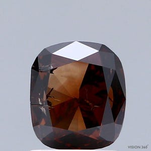 1.64 Carat Natural Fancy Dark Orangy Brown color Diamond ,Cushion Modified Brilliant Cut Diamond , i3 Clarity , For jewellery