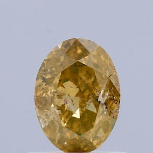 0,70 karaat natuurlijke fancy diepbruine gele kleur diamant, ovale gemodificeerde briljantgeslepen diamant, i1 Clarity, gele diamant voor sieraden