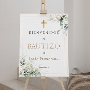 Mi bautizo welcome poster, cartel bienvenida bautizo niño para imprimir, baptism welcome sign in spanish, cartel de bienvenida a bautizo