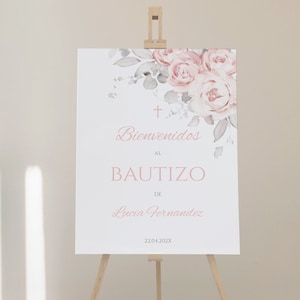 Mi bautizo welcome sign editable, cartel bienvenida bautizo niña para imprimir, spanish baptism welcome sign, cartel bienvenida bautizo -C79