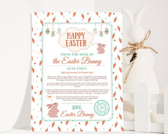 Printable official letter from the desk of the easter bunny, personalized easter bunny basket letter, editable easter bunny letter to kids