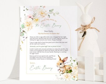 Printable official letter from the desk of the easter bunny, personalized easter bunny basket letter, editable easter bunny letter to kids