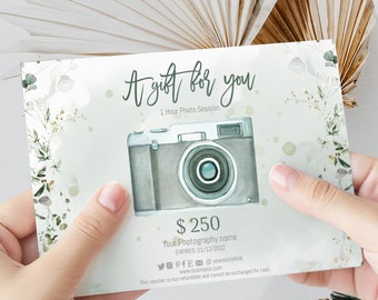 Photography gift certificate template, a gift for you template, photography gift voucher, photo session voucher card, gift card for customer