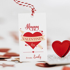 Editable valentine&#39;s day tag card, heart valentine&#39;s day treat tag printable, valentines day hearts tag, happy valentines day favor tag