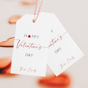 Editable minimalist valentine&#39;s day tag, valentine&#39;s day treat tag printable, simple valentines day gift label, valentines day favor tags