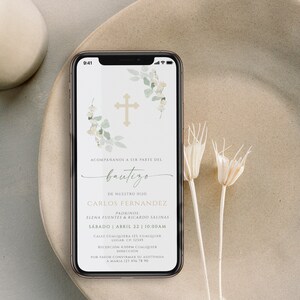 Bautizo invitations spanish template, electronic baptism invitation in spanish, text message baptism evite, textable christening evite -C182