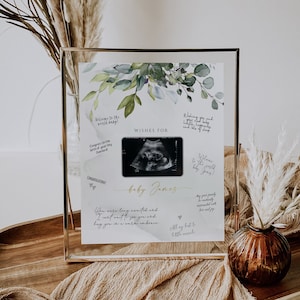 Printable sonogram ultrasound guestbook, sonogram photo sign baby shower guest book alternative, new baby sign gender reveal sonogram board