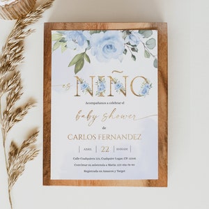 Invitacion para baby shower en Español, es nino invitation spanish baby shower invitation template, editable boy baby shower invite - C45b