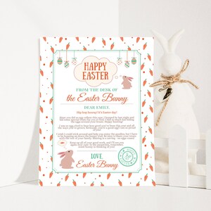 Printable official letter from the desk of the easter bunny, personalized easter bunny basket letter, editable easter bunny letter to kids