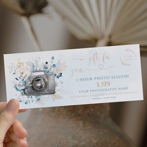 Photography gift certificate template, modern gift certificate, photography gift voucher, photo session voucher card, gift card for customer