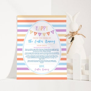 Editable easter bunny letter to kids, printable official letter from the desk of the easter bunny, personalized easter bunny basket letter