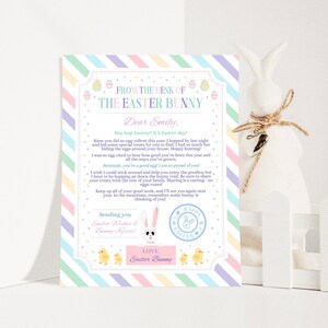 Editable easter bunny letter to kids, printable official letter from the desk of the easter bunny, 2023 easter bunny basket letter custom