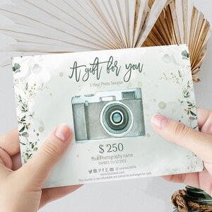 Photography gift certificate template, a gift for you template, photography gift voucher, photo session voucher card, gift card for customer