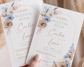 Invitaciones para boda digital espanol, bohemian spanish wedding invitations, nuestra boda spanish wedding invitaciones para imprimir -C226