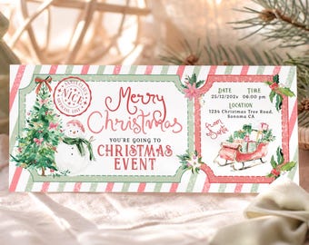 Snowman Winter Show Christmas Event Gift Ticket Printable: Xmas Holiday Concert Voucher Card