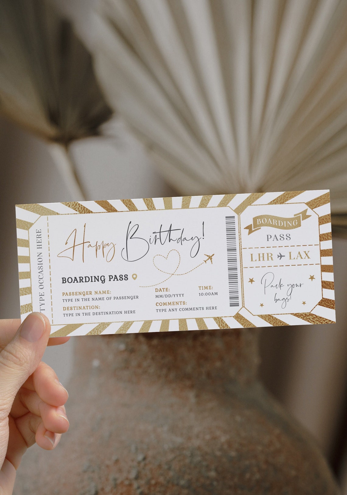 Boding Card Editable Boarding Pass Template, Birthday Surprise Airplane Ticket ...