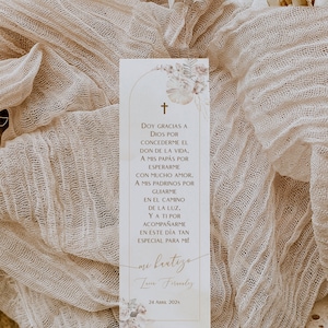 Mi bautizo spanish bookmark, gracias bautizo en espanol gift bookmark, bautizo niño, baptism in spanish boho, etiquetas para bautizo - C18