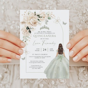 Bohemian quinceañera invitation printable, mis quince invite 15 anos quinceañera, boho 15th birthday party invitation princess - Q284