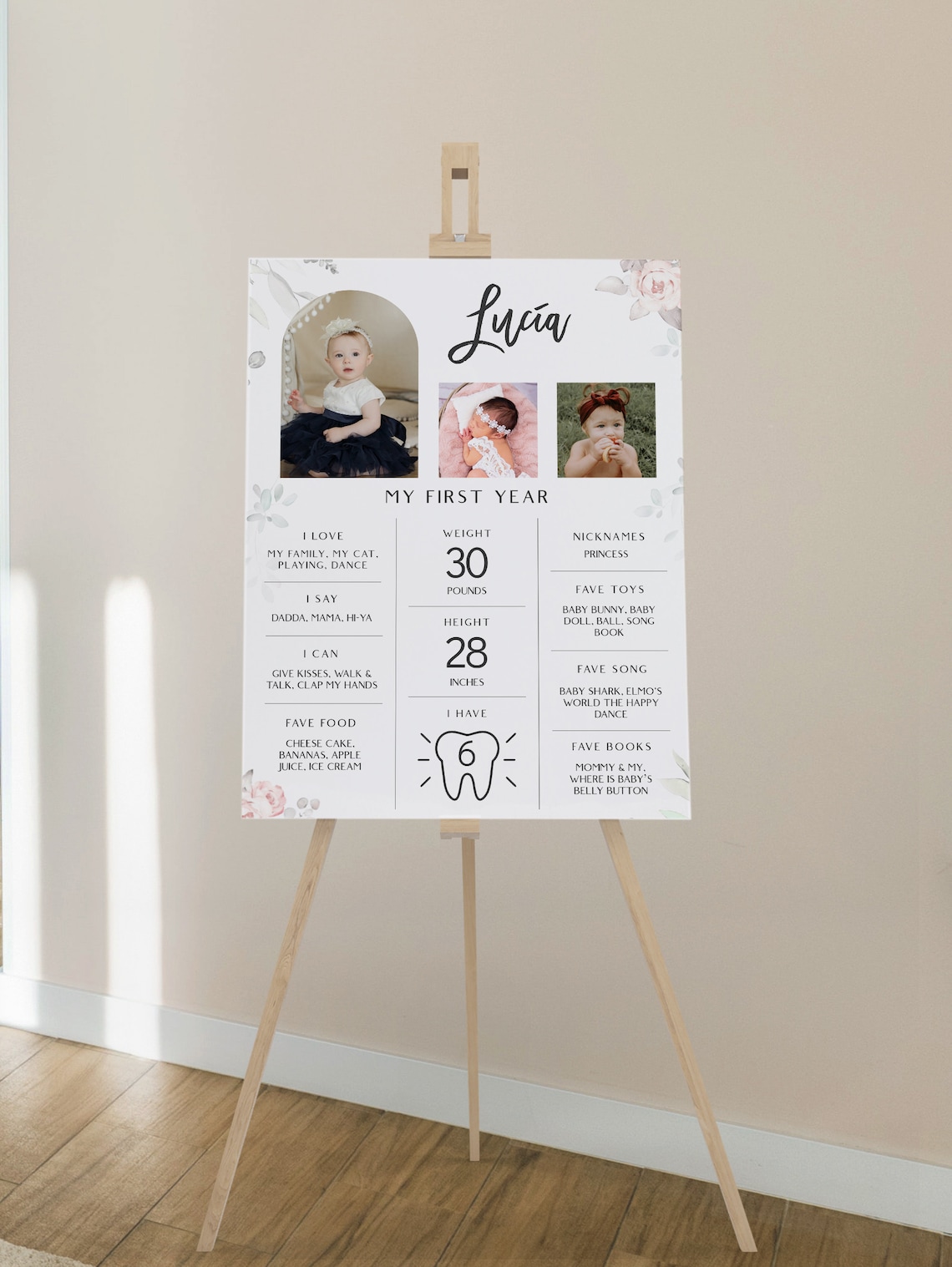 Printable Baby's First Year Milestone Board Template - Etsy