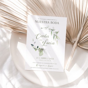 Spanish wedding invitations, eucalipto invitacion para boda digital espanol, nuestra boda spanish wedding invitaciones para imprimir - C1010