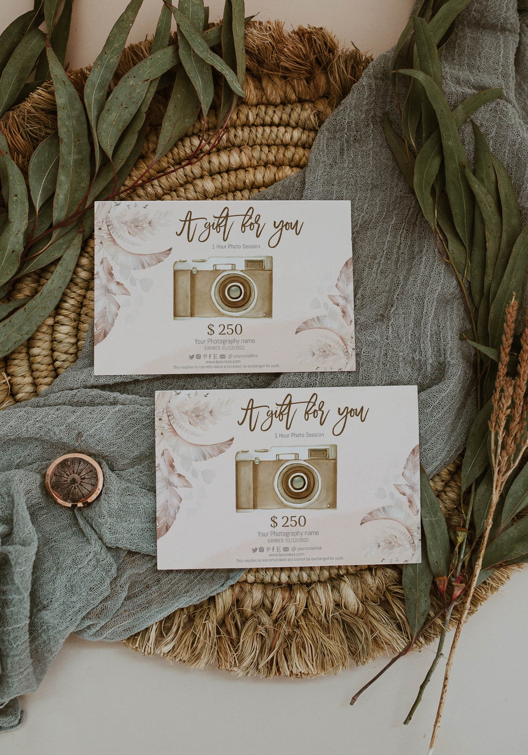 Modern Editable Gift Certificate Template Photography, Printable ...