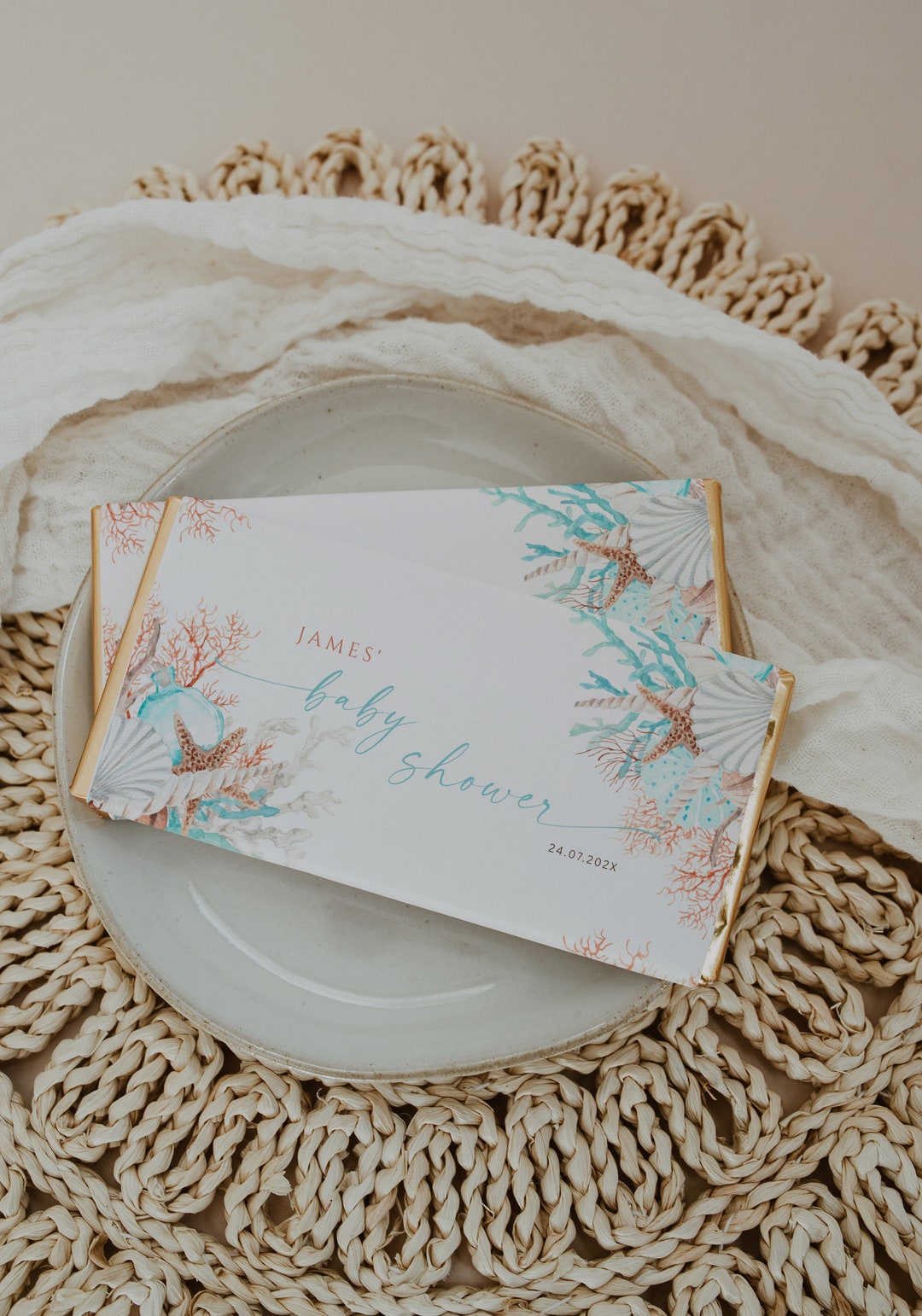 Bohemian Ocean Baby Shower Chocolate Wrapper Printable, Under the Sea ...