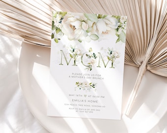 Mother's day brunch invitation printable, floral mother's day celebration invite, mother's day party tea invitations, mothers day invitation
