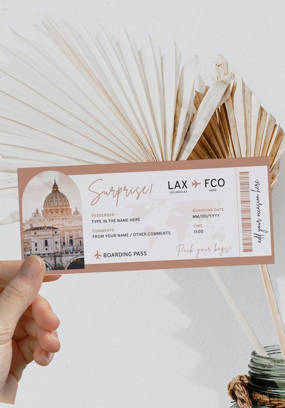 Editable boarding pass template, boarding ticket template gift voucher ...