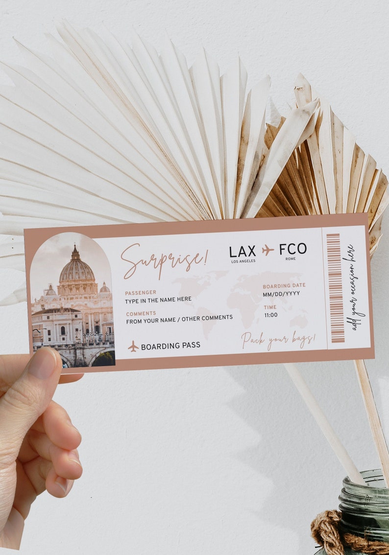 Editable Boarding Pass Template, Boarding Ticket Template Gift Voucher ...