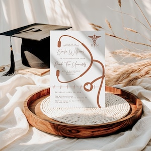 Editable nursing graduation modern invite, RN graduation party invitation card decor, registered nurse graduation announcement invite - C381