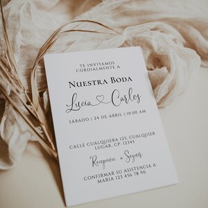 Minimalistic invitacion para boda digital espanol, spanish wedding invitation, nuestra boda spanish wedding invitaciones para imprimir -C479