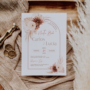 Invitaciones para boda digital espanol, nuestra boda spanish wedding invitaciones para imprimir, bohemian spanish wedding invitations - C228