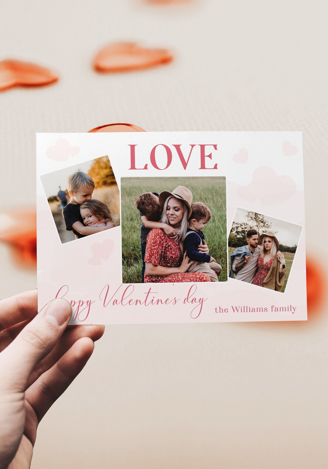 Printable Photo Valentines Greeting Card, Editable Valentines Photo Collage Cards, Valentine's ...