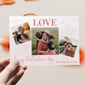 Printable photo valentines greeting card, editable valentines photo collage cards, valentine's day love card, happy valentines photo card